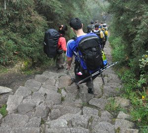 Stijle afdaling tijdens de Camino Inca