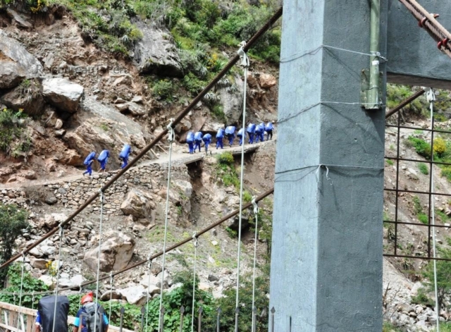 Een groep dragers tijdens de Inca Trail